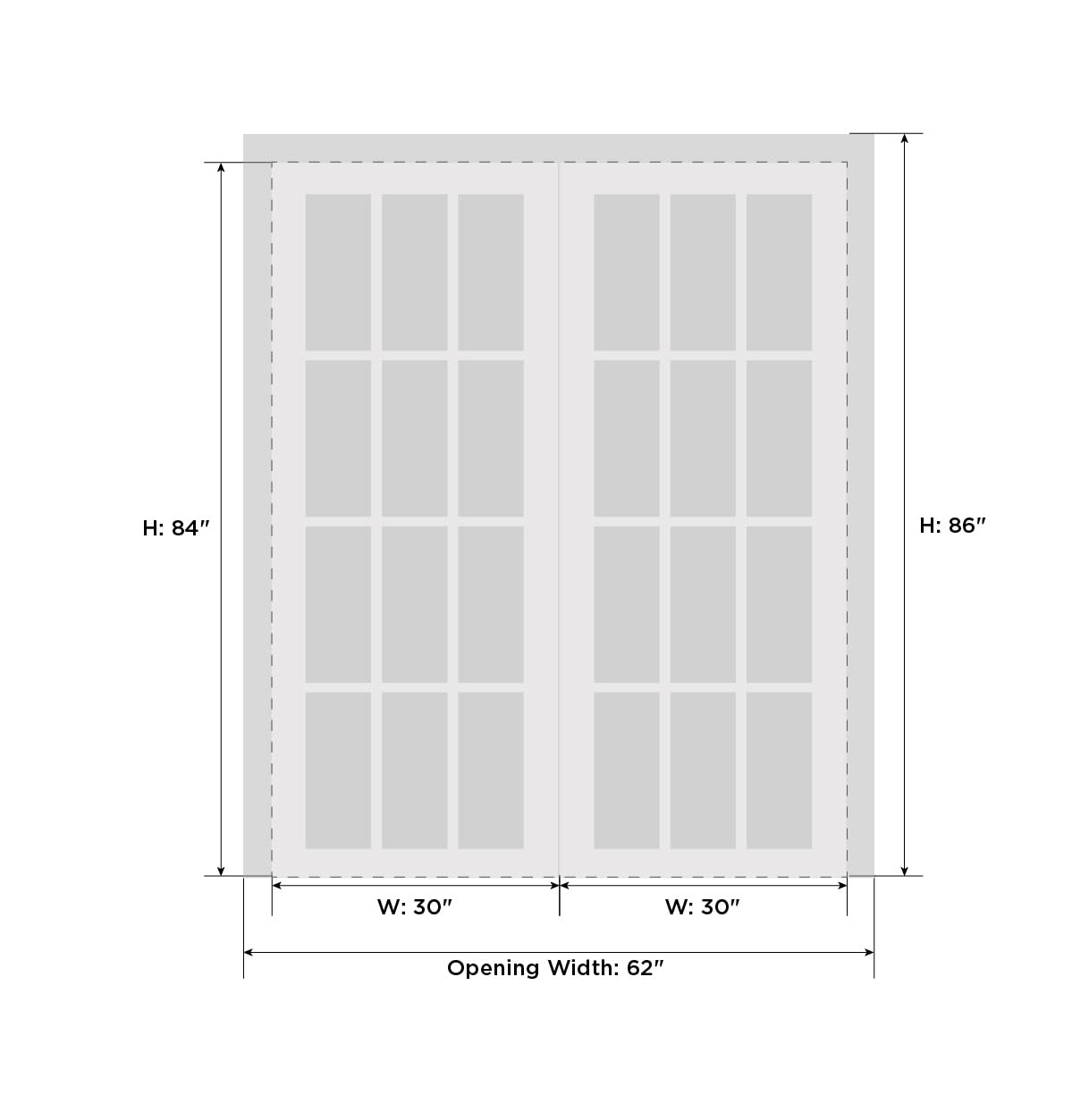 SARTODOORS Planum 0888 | Double Swing Interior French Doors with Glass with Frosted Glass, Solid Wood, Hardware Included, 60x84, White, Modern