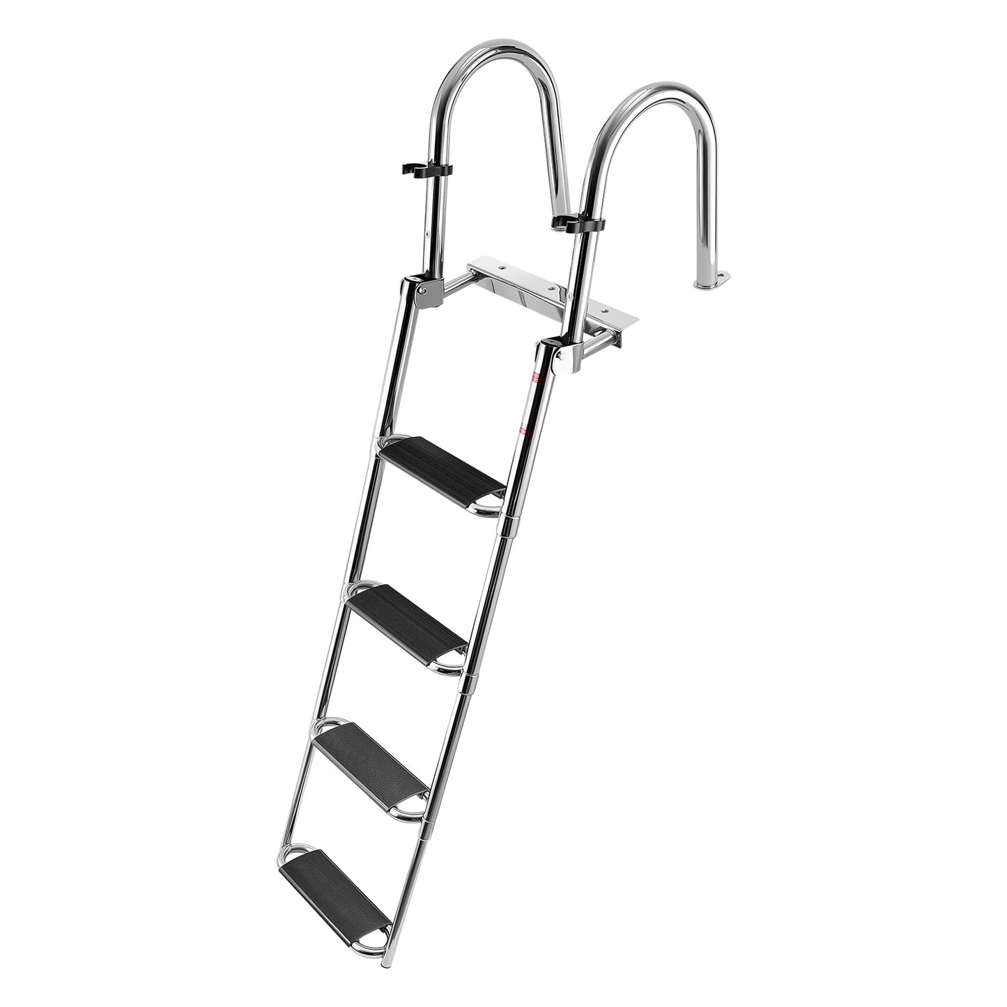 VEVOR Boat Ladder, 4 Steps Stainless Steel Telescoping Folding Swim Deck Ladder for Rear Entry Inboard, 600lbs Capacity with 4.1'' Extra Wide Steps & Handrails, for Outboards, Yacht, Pontoon Boat