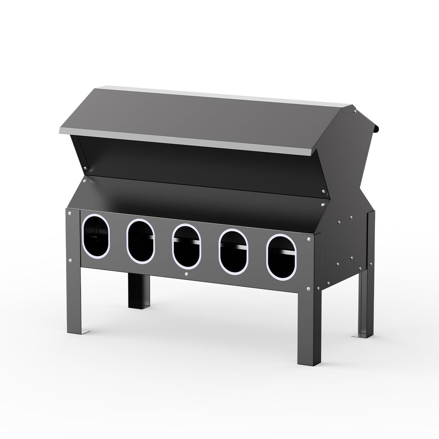 BUYYAH 50-100LB Capacity Turkey Feeder, 10-Port Waterproof Chicken Feeder, Indoor Outdoor Uses, Black