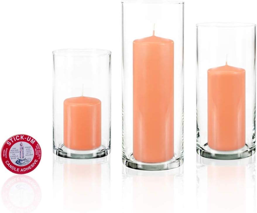 yummi Set of 36 Slim Pillars and Cylinder Vases - Peach