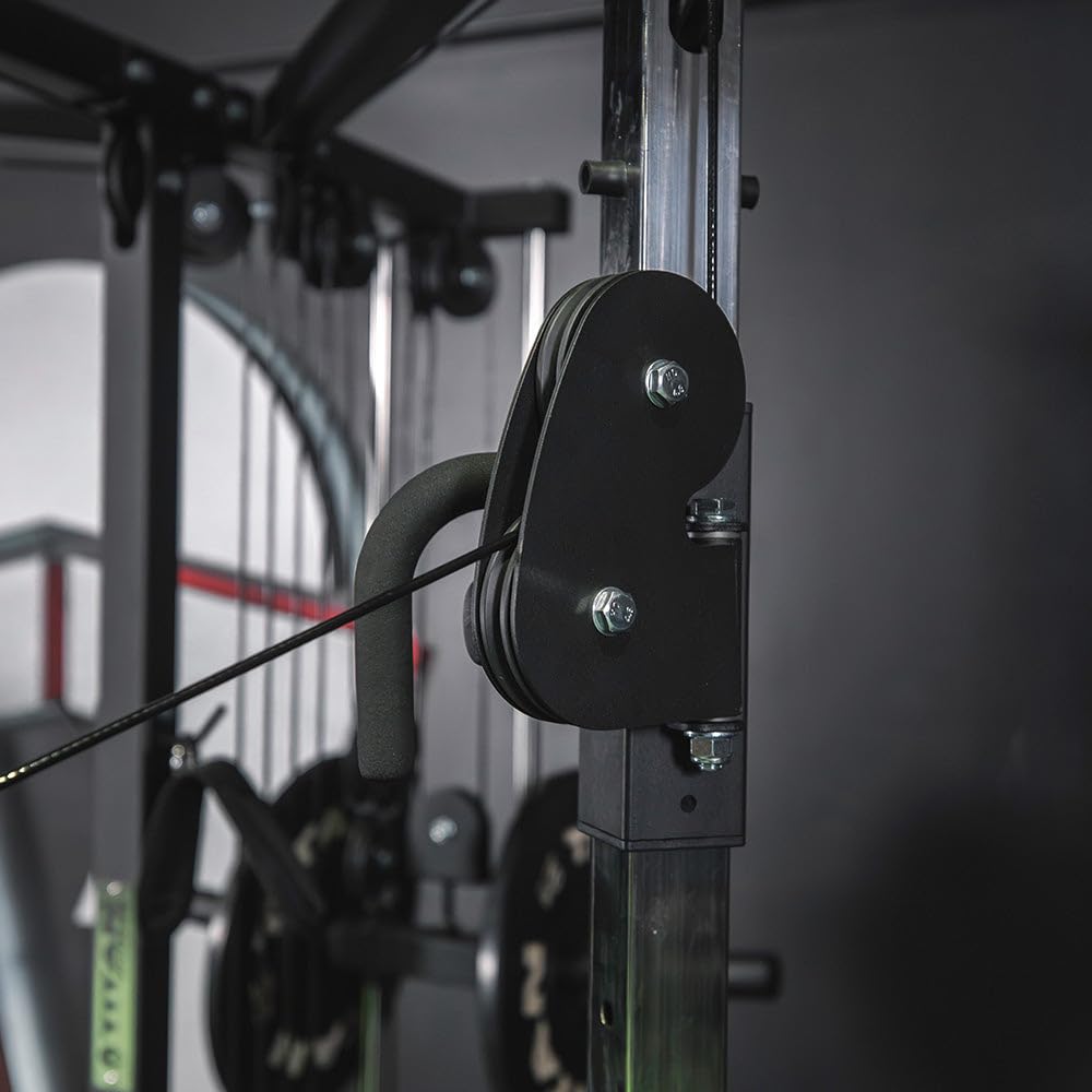Titan Fitness Plate-Loaded Functional Trainer, Cable Crossover Machine with 660 LB Capacity, Smooth Fiberglass-Reinforced Cables, Multi-Grip Pull-Up Bar, LAT Bar, Low Row, Dual Stirrups