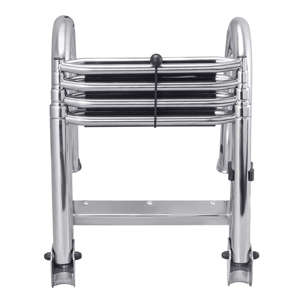 White Water β 4-Step Rear Entry Pontoon Boat Ladder with Extra-Wide Steps | 304 Stainless Steel Folding Design, Handrails, 400 lb Capacity | OEM Trusted, Fully Assembled