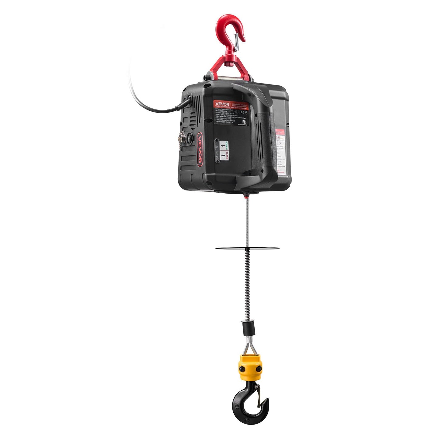 VEVOR 2-in-1 Electric Hoist Winch, 1100 lbs Capacity, 1500W Portable Power Winch Crane, 25 ft Lifting Height, 16.4 ft/min with Manual and Wired Remote Control for Factory, Warehouss, Garage