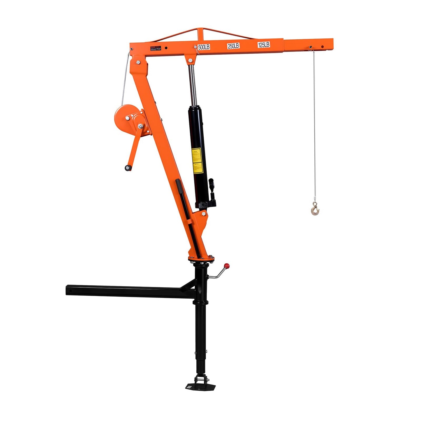 VEVOR Truck Crane, 500 lbs Pickup Hitch Crane Trailer Hitch Mounted with Manual Winch & Hydraulic Jack, 360° Rotating Telescopic Boom, Foldable Truck Bed Jib Hoist for Machine Lumber Equipment Lifting