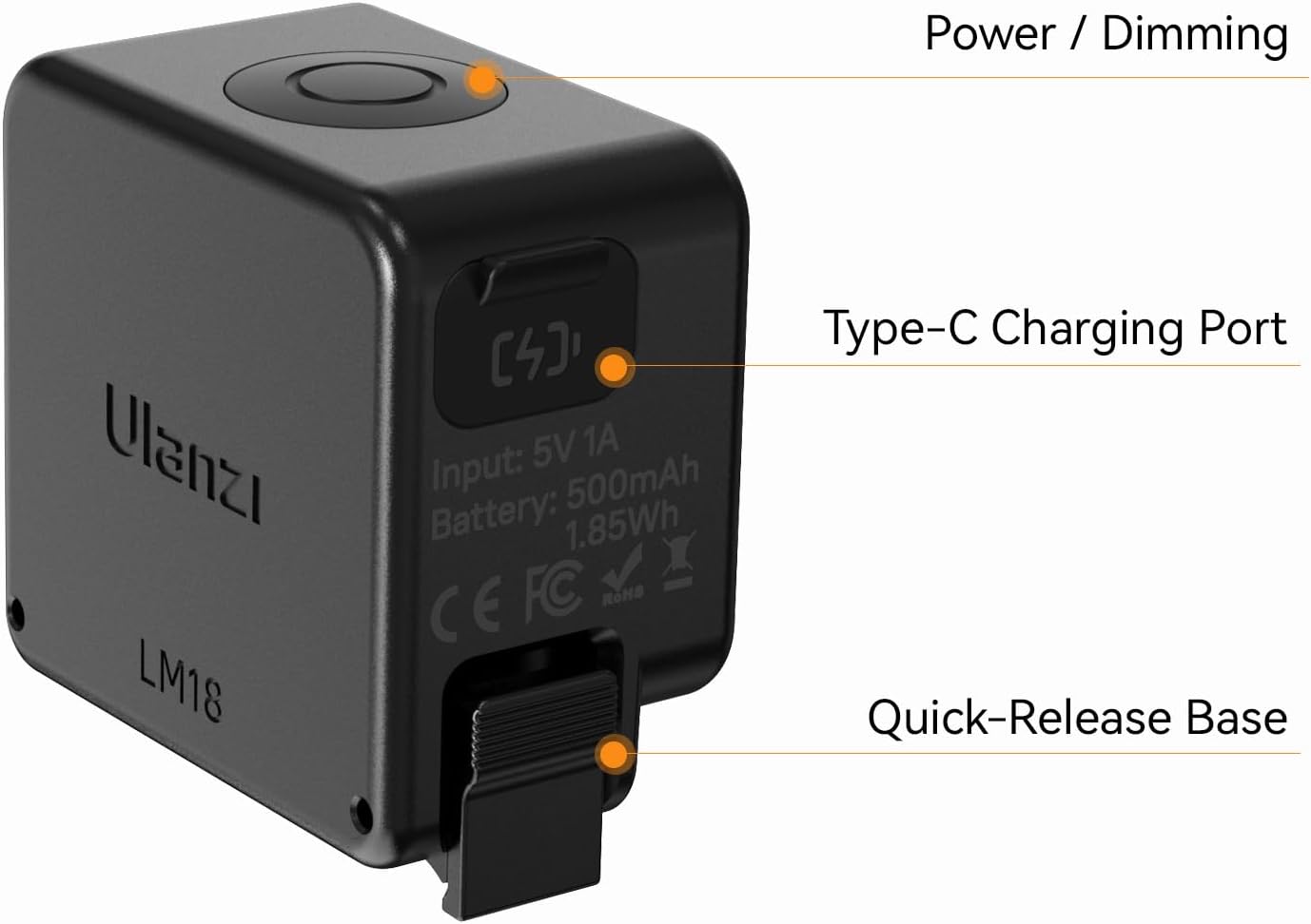 ULANZI LM18 3/4 PK-06 3/4 Vlogging Light Mini LED Action Camera Video Light Magnetic Photography Fill Lighting for DJI