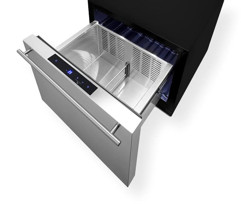 Summit 21.5” Single Drawer Refrigerator, Indoor or Outdoor Refrigerator, 1.6 cu.ft. Capacity, Stainless Steel, Panel Ready Capable*- FF1DSS (*Panels not included)