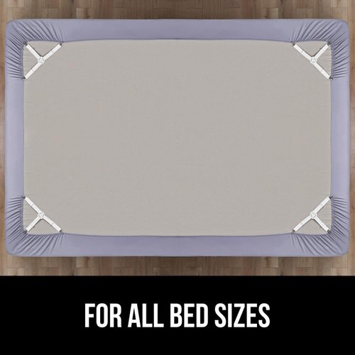 GORILLA GRIP Bed Sheet Holders - Adjustable Elastic Fasteners with Metal Clips | 4 Pack White
