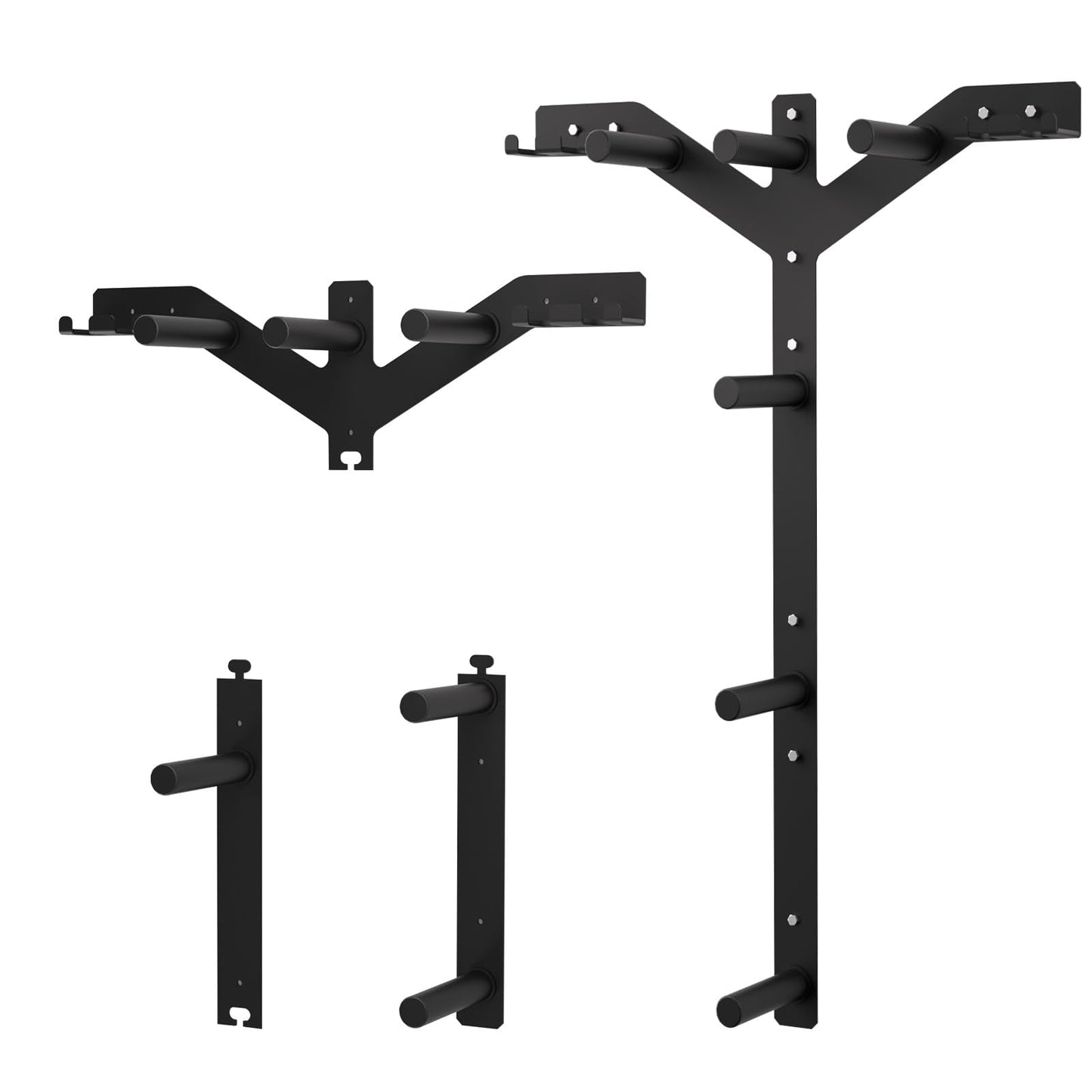Wall Mounted Weight Plate Rack, 6 Pegs & 4 Barbell Storage Rack, 1190 LBS Capacity Weight Plate Holder, Wall Mounted Bumper Plate Storage for Home Garage Gym, Fit 2" Olympic, Rubber Protection Pads