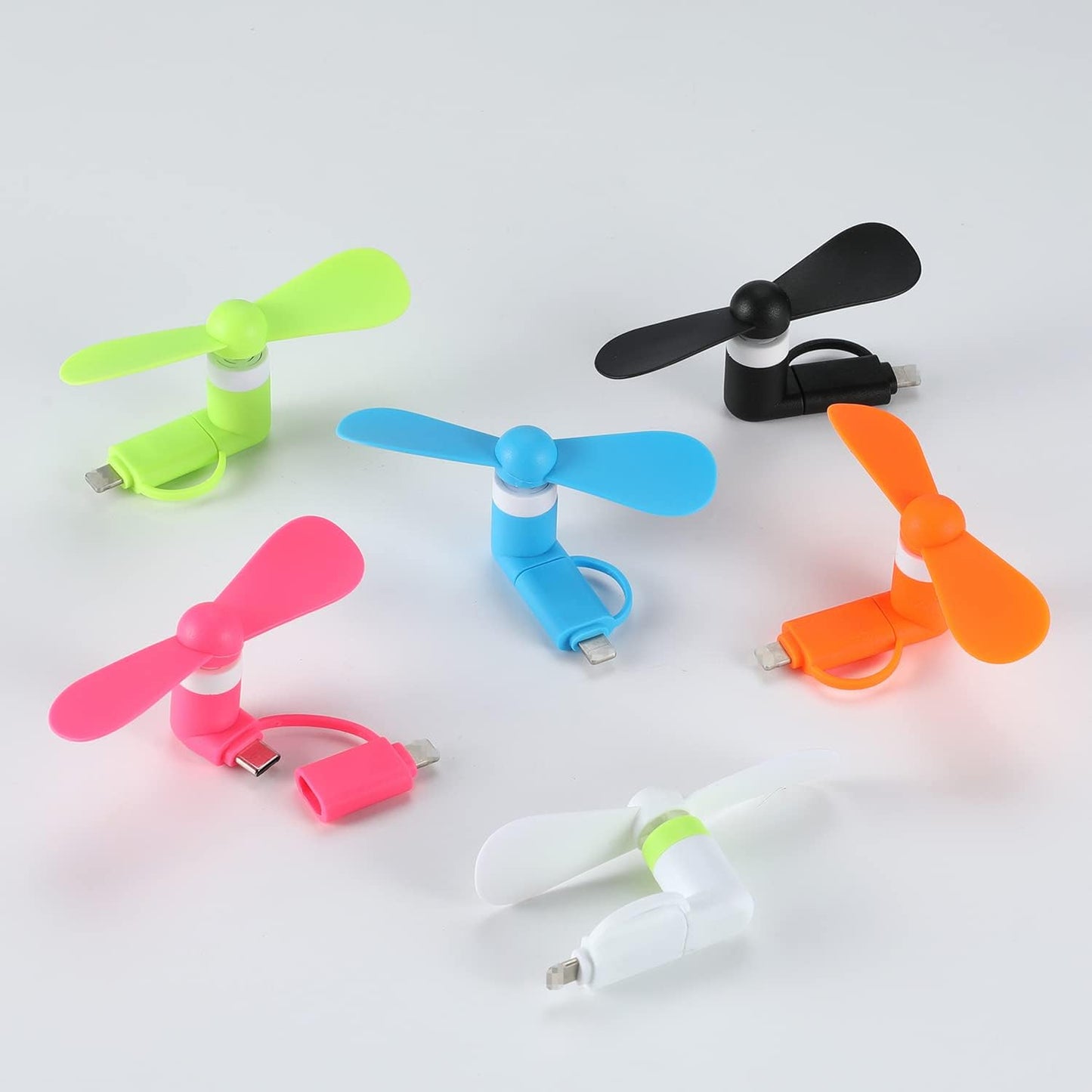 DNTESR 2-in-1 Summer (6-Pack) Mini Cell Phone Fan Fan Compatible for iPhone, iPad, Android Smartphone,Tablet - Colorful