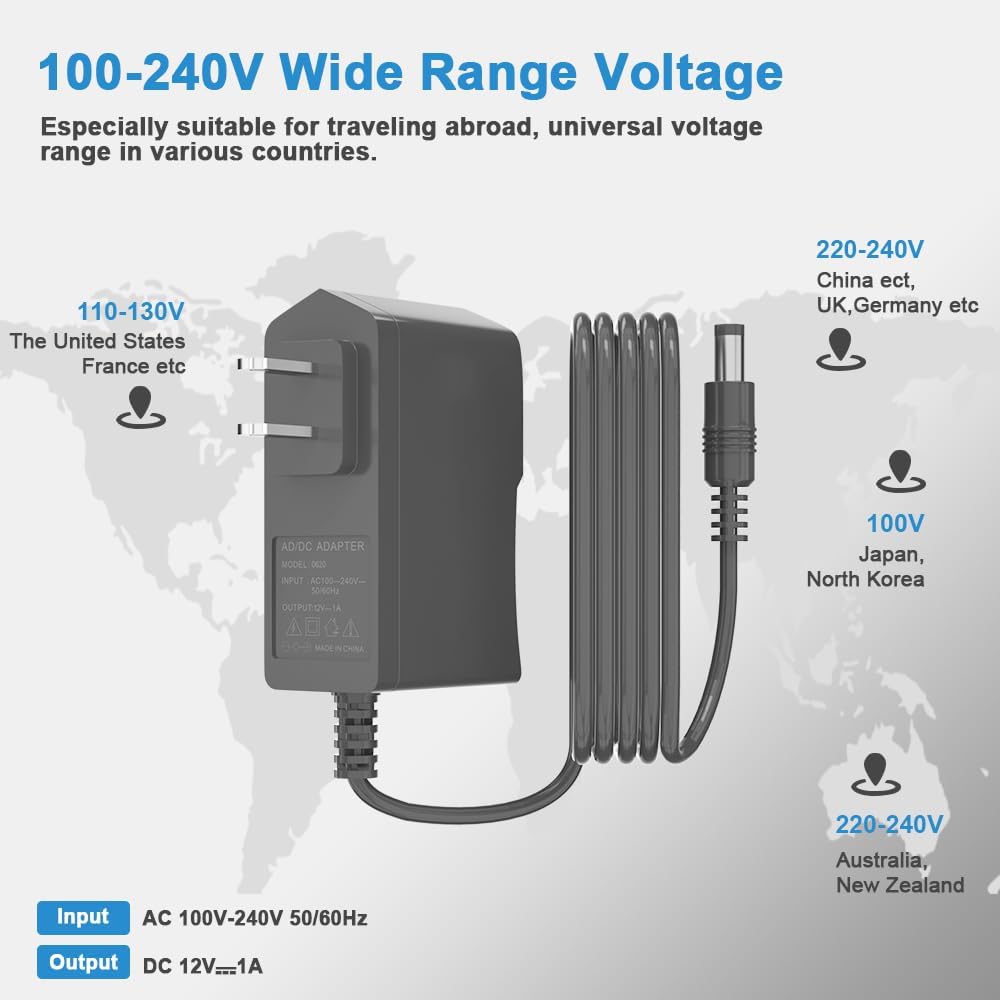 ZYHKJYL 12V 1A 12V 1A 100V-240V Power Supply Adapter Replacement Charger AC Power Adapter Wall Charger for LED Strip