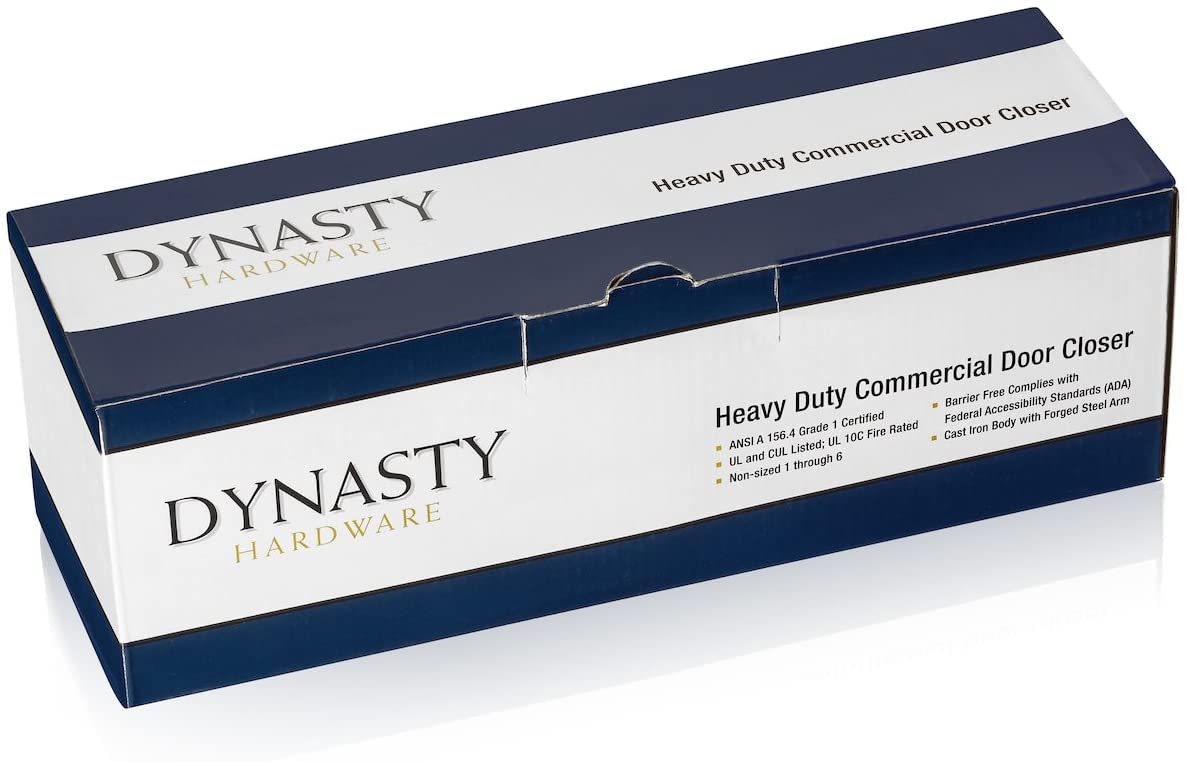 Dynasty Hardware Door Closer, Grade 1 Heavy Duty Commercial Hydraulic Closer, Self-Closing, Adjustable Spring Size 1-6, ADA Compliant, Surface Mount, Sprayed Duronotic Bronze, Series 4401