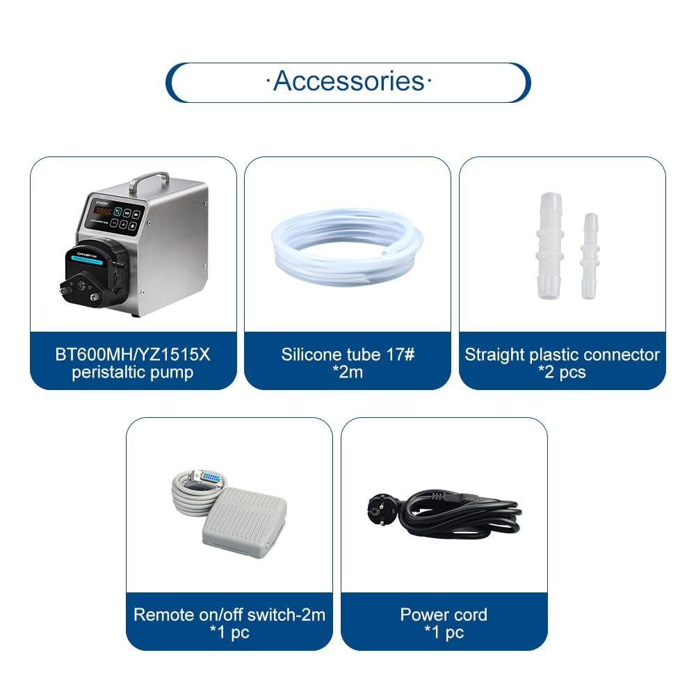BT600MH-YZ1515x Peristaltic Pump Stepper with Digital Control Dosing Pump with Pump Head Max 2280ml/min Liquid Dosing Pump for Lab (110V)