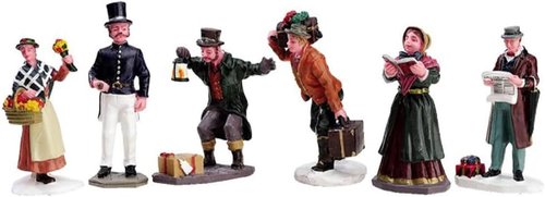 Lemax Christmas Village Townsfolk Figurines | Set of 6 Charming Holiday Decorations