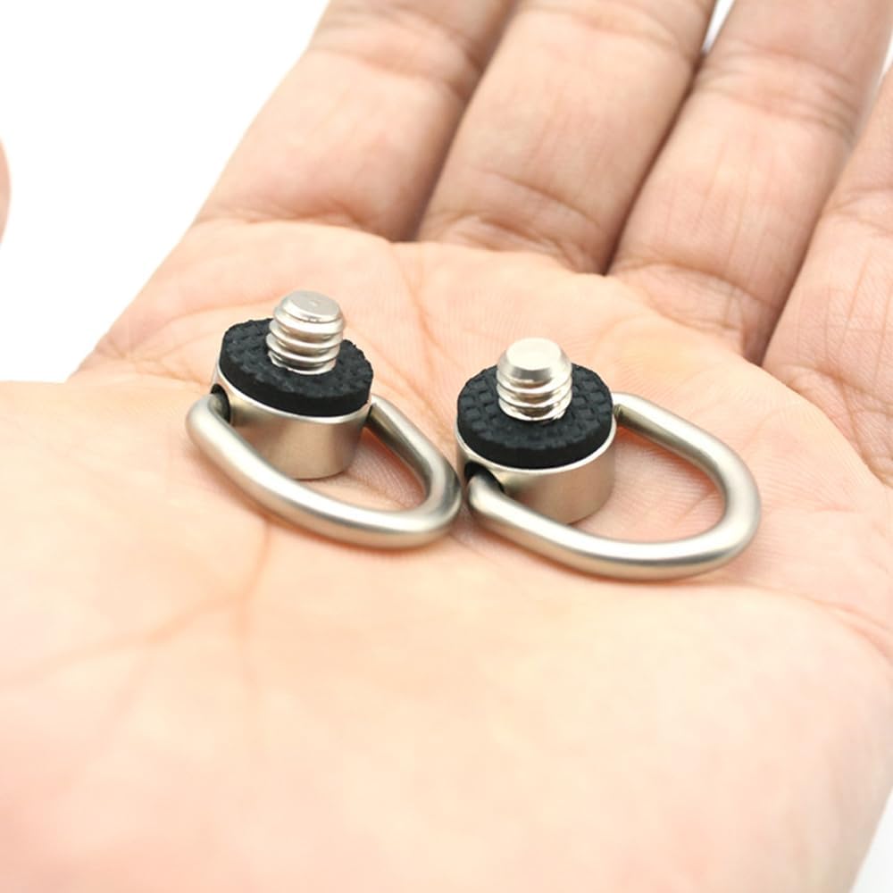 LannuMet 2 Pack 1/4"-20 D Ring Screw Hinged Holder Camera Fixing Screw with Rubber Padded for Tripod DSLR Cameras