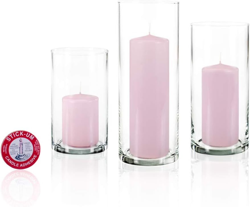 yummi Set of 12 Slim Pillars and Cylinder Vases - Blush
