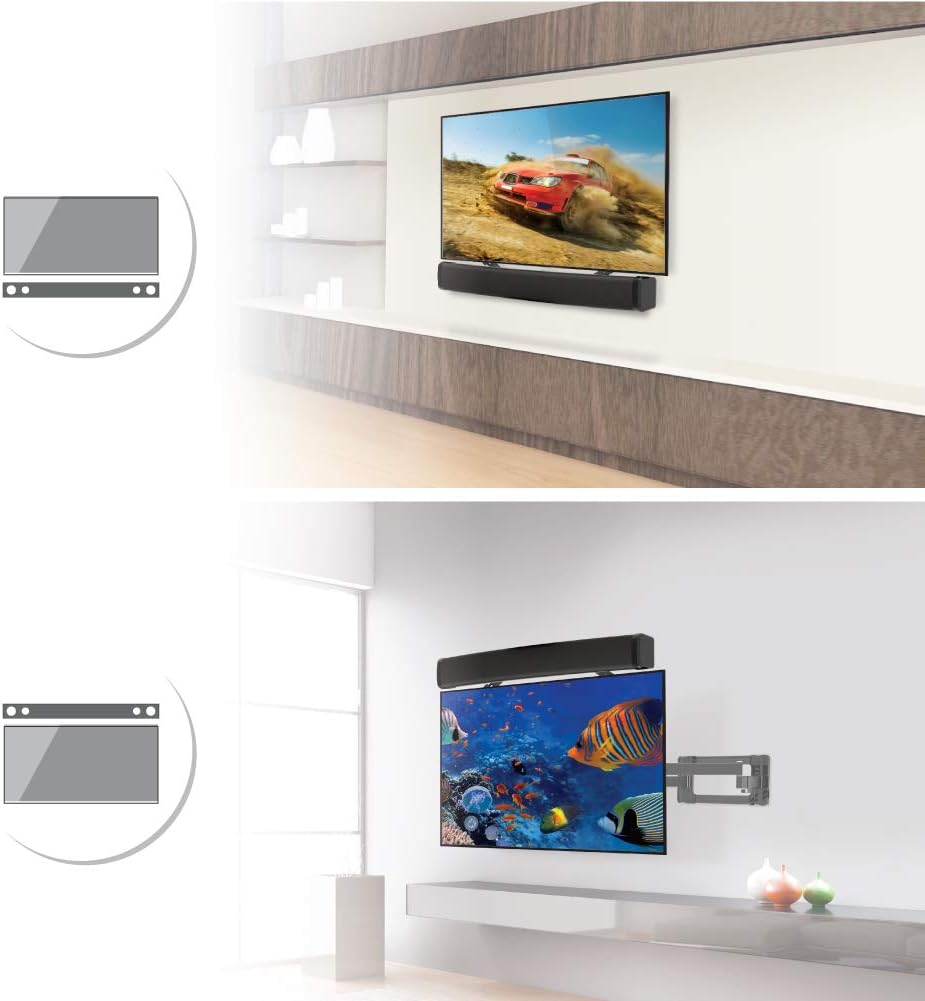 Barkan 13-80 inch, 14 lbs, Soundbar Mount, Adjustable Bracket for Mounting Above or Under The TV, Sizes Fits Most