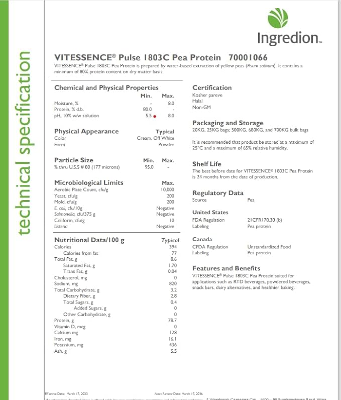 Pea Protein Powder ??44 lb Plant-Based Protein ??Isolate Powder for Beverages, Snacks, Shakes ??Clean, Unflavored Taste ??Diet-Friendly and Easy to Digest ??Resealable Pouch