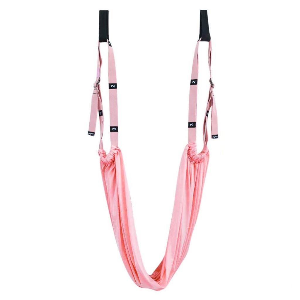 Yoga Stretching Strap, Adjustable Height Leg Stretcher Waist Back Stretch Band Aerial Yoga, Anti-gravity Inversion Exercises Door Flexibility Tensile Trainer for Rehab Pilates Dance Splits (Pink)