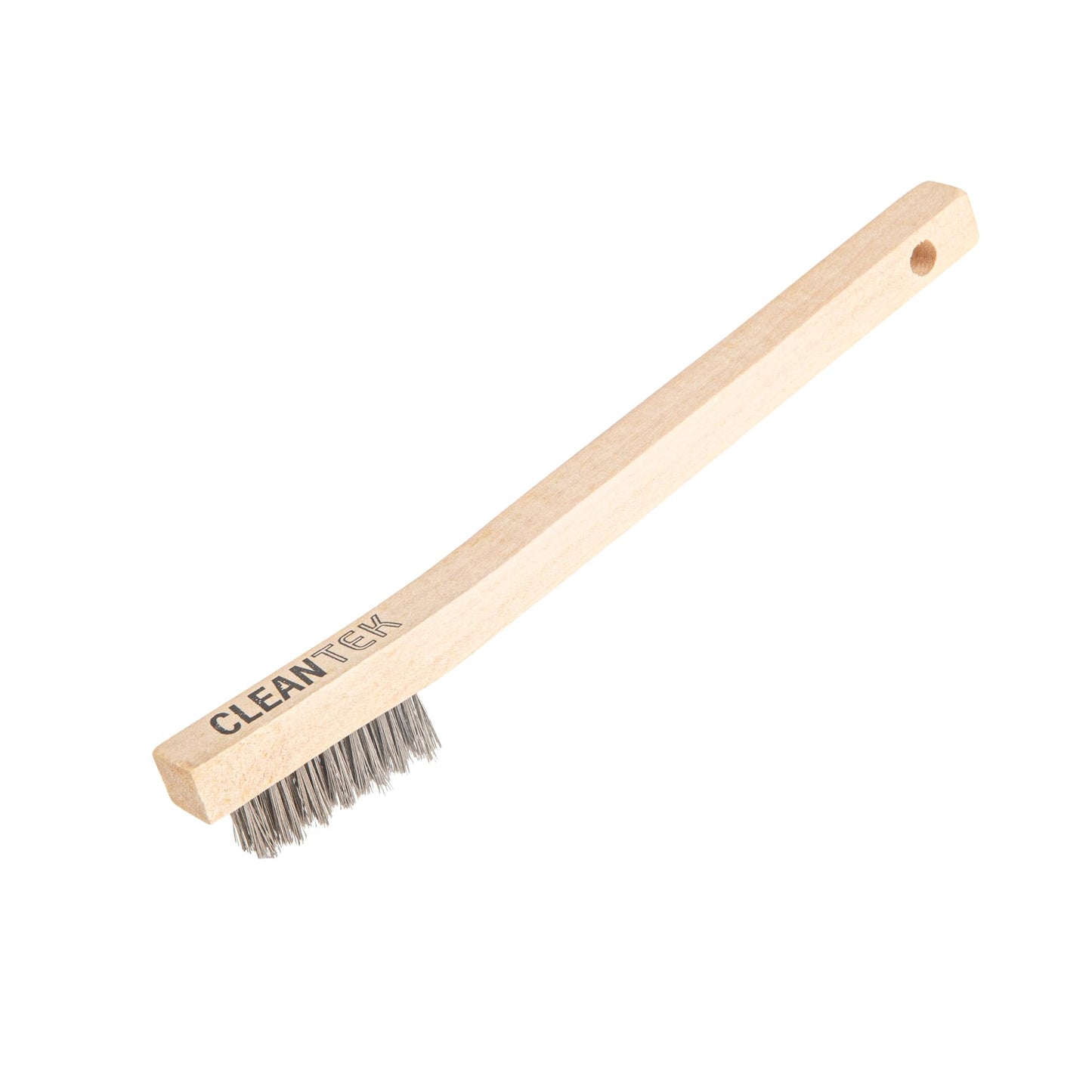 Restaurantware-Clean Tek Professional 7.87 Inch Oven Brush, 1 Heavy-Duty Pizza Stone Brush - Stainless Steel Bristles, Curved Handle, Wood, Scrapes Baked-On Grease, for Bakery Oven