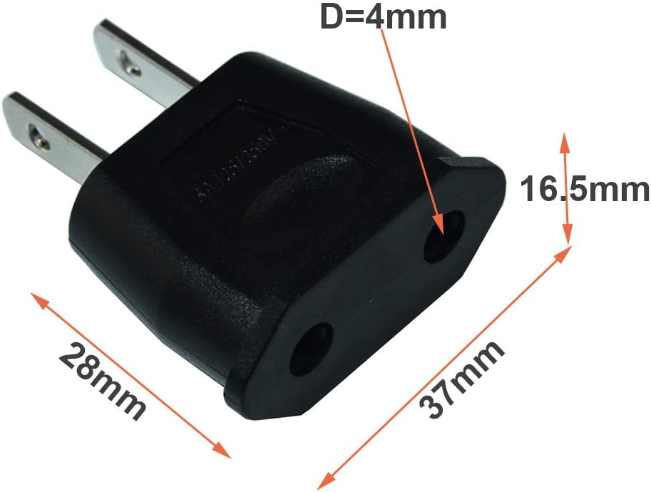 FILSHU (10 EU Euro Europe to US USA Power Jack Wall Plug Converter Travel Adapter Adaptor PCS)