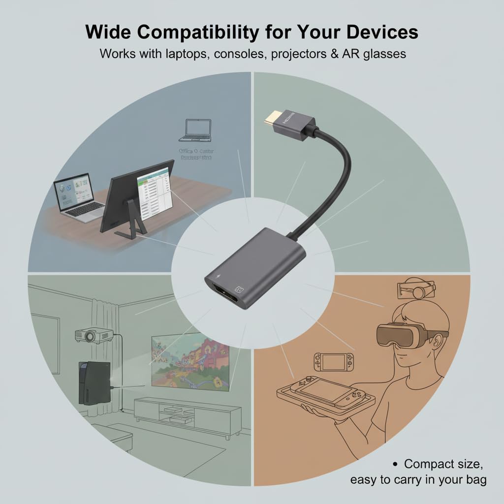 Yoidesu 4K 60Hz 100W USB C to HDMI Adapter Bidirectional with PD Charging, USB C Adapter Aluminum Plug and Play for AR
