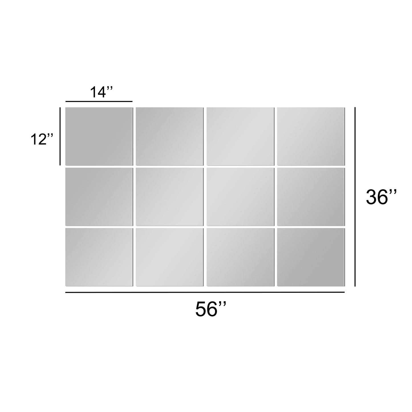 TRAHOME Home Gym Mirror Tiles for Wall, 14"x12"x12PCS Full Length Home Gym Workout Mirror for Garage, Bedroom, Living Room, Over The Door