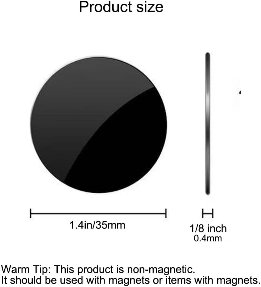 ANRACHEL (Black,10 Pack) Universal Metal Plate with Adhesive for Magnetic Car Phone Holders, Wall, Magnets. Round Disk