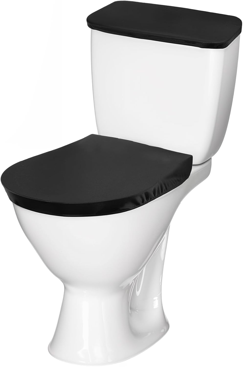 Skiennix Toilet Lid Cover Set - Soft Stretch Black Toilet Seat & Tank Covers for Universal Fit