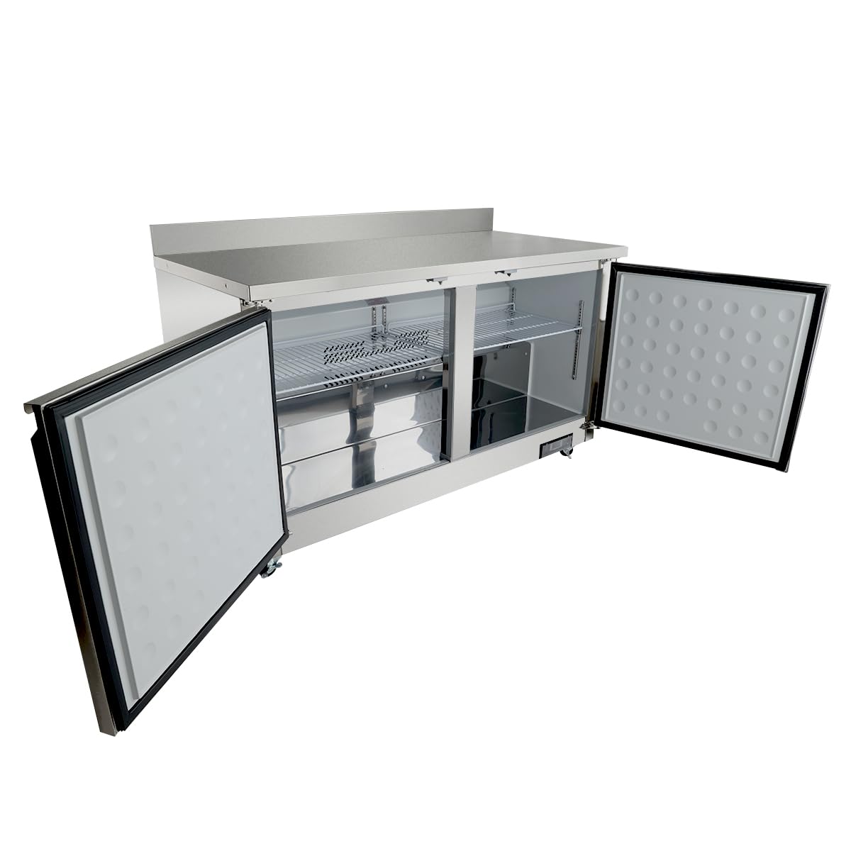 EMPURA 61" Undercounter Reach-in Refrigerator with Two-Swing Solid Door | Work-Top Freezer Fridge for Cafeteria Diner | 13.2 Cu. Ft. | 61.2"W x 29.9"D x 35.5"H, Stainless Steel Exterior, 115V, NSF