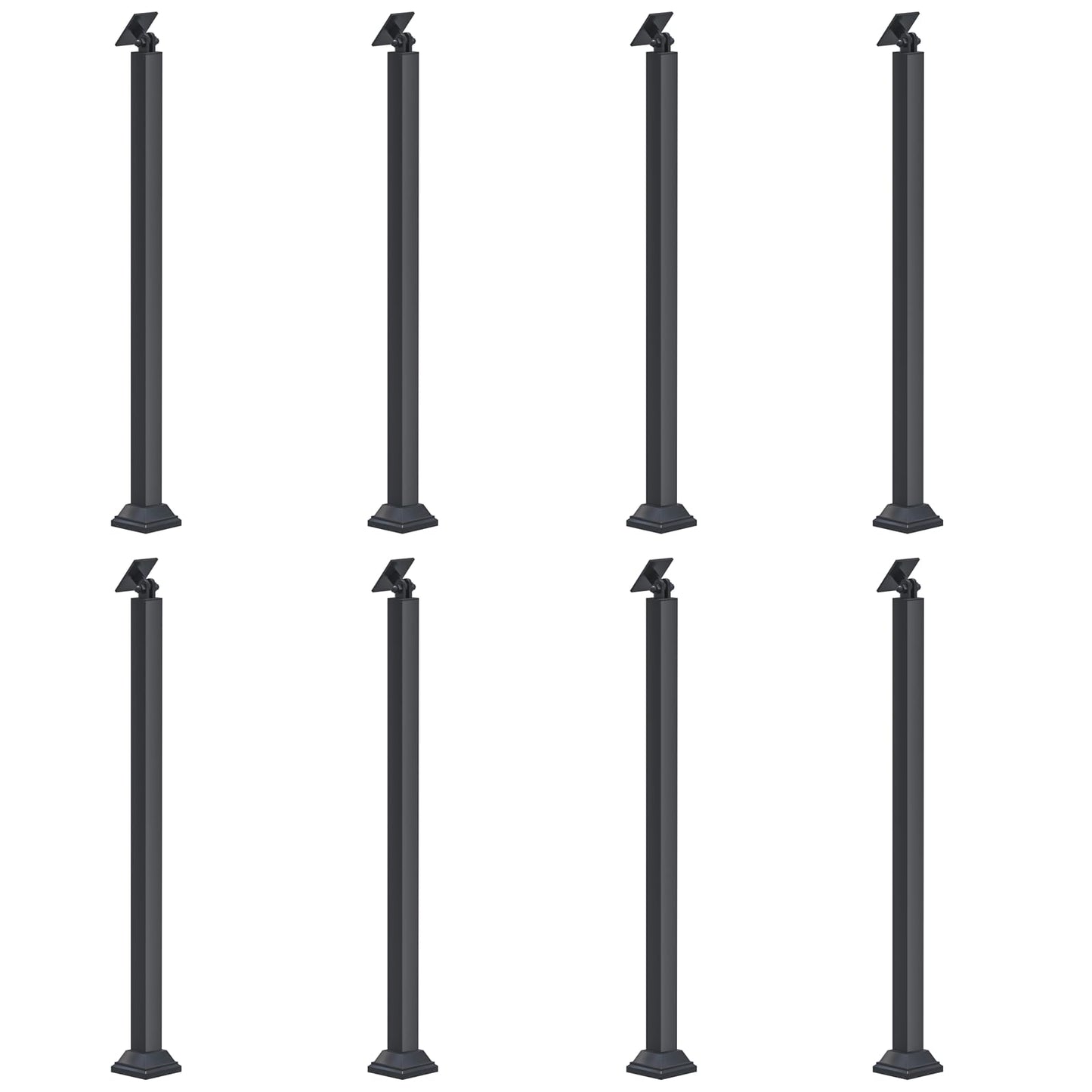 Front Mount Stair Railing Post, 33.46 Inch Black Metal Baluster Spindles with 270° Adjustable Bracket for Indoor Stairs, Deck, Porch & Balcony Railing