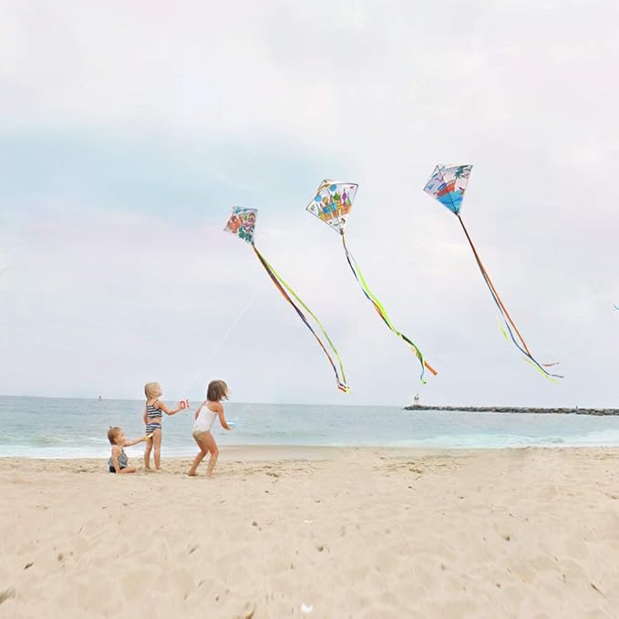 DIY Kites for Kids Kite Making Kit Bulk, Decorating Coloring Kite Party Pack,White Diamond Kite Kits