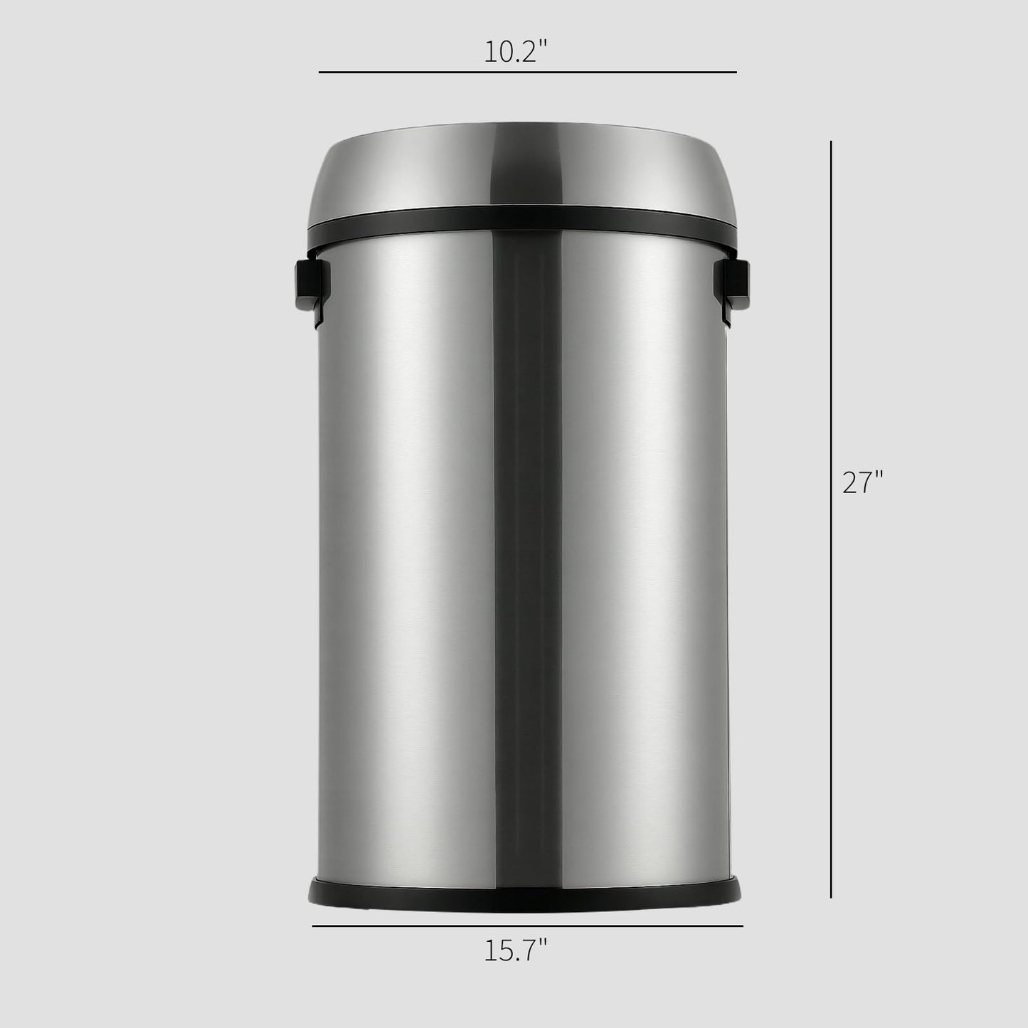 Towallmark 65L/17Gal Heavy Duty Open Top Commercial/Kitchen Trash Can, Fingerprint-Resistant Waste Bin for Office Bedroom Restaurant, Brushed Stainless Steel