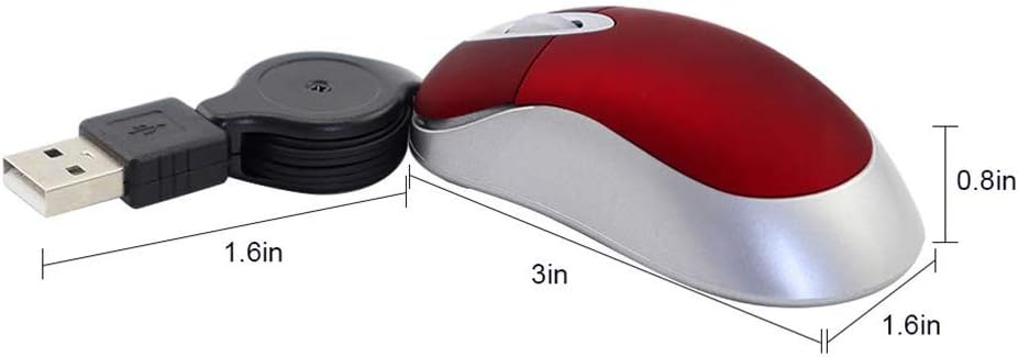 SHARE SUNSHINE Mini Small Travel Optical Mouse Portable USB Wired Mouse with Retractable USB Cord for PC Laptop