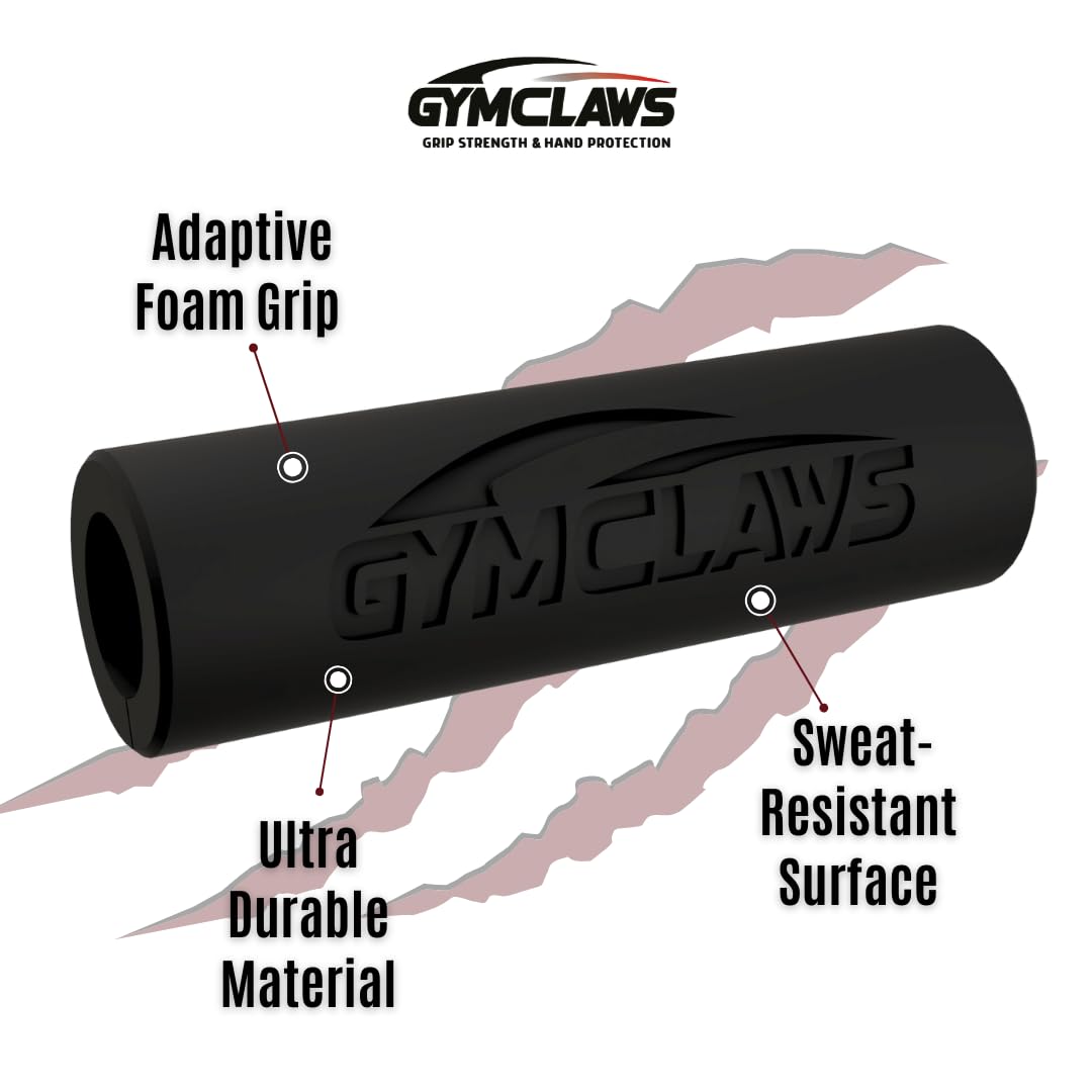 GYMCLAWS Gym Gripper, Hand Protection by Adaptive Foam Padding, Universal Fit for Weightlifting and Strength Training, 2-Pack, Black