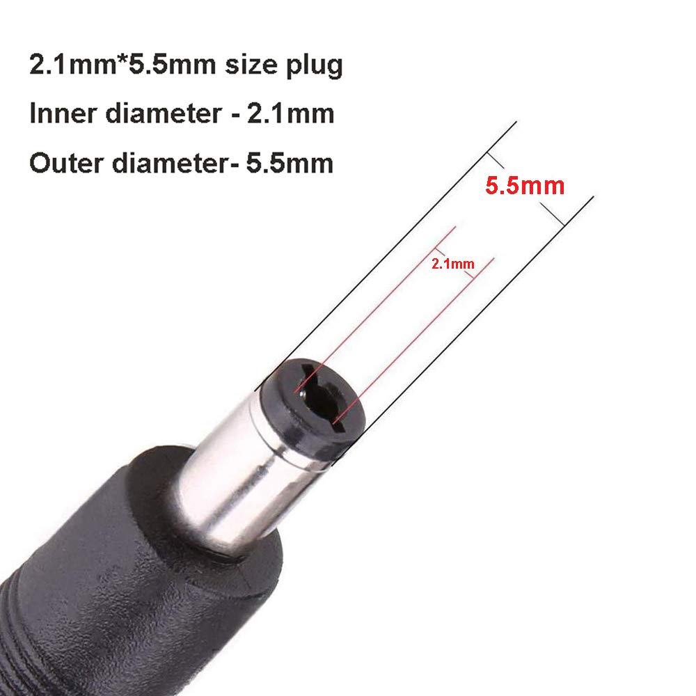 Taveky 12V 15ft (5m) 10ft (3m) 2.1mm 5.5mm (2Pack 15ft 4Pack 10ft) DC Power Extension Cord Cable & x Power Adapter