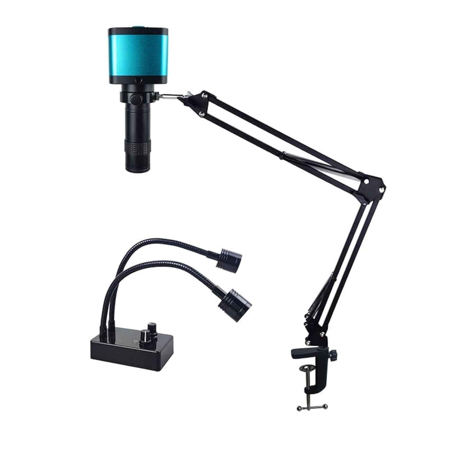 Adjustable Microscope Arm 130x Zoom C Mount Lens Camera Light, 48MP 4K 1080P HDMI USB Digital Camera Industrial Video Microscope Mount Repair Soldering Stand Clamp (48MP Set)
