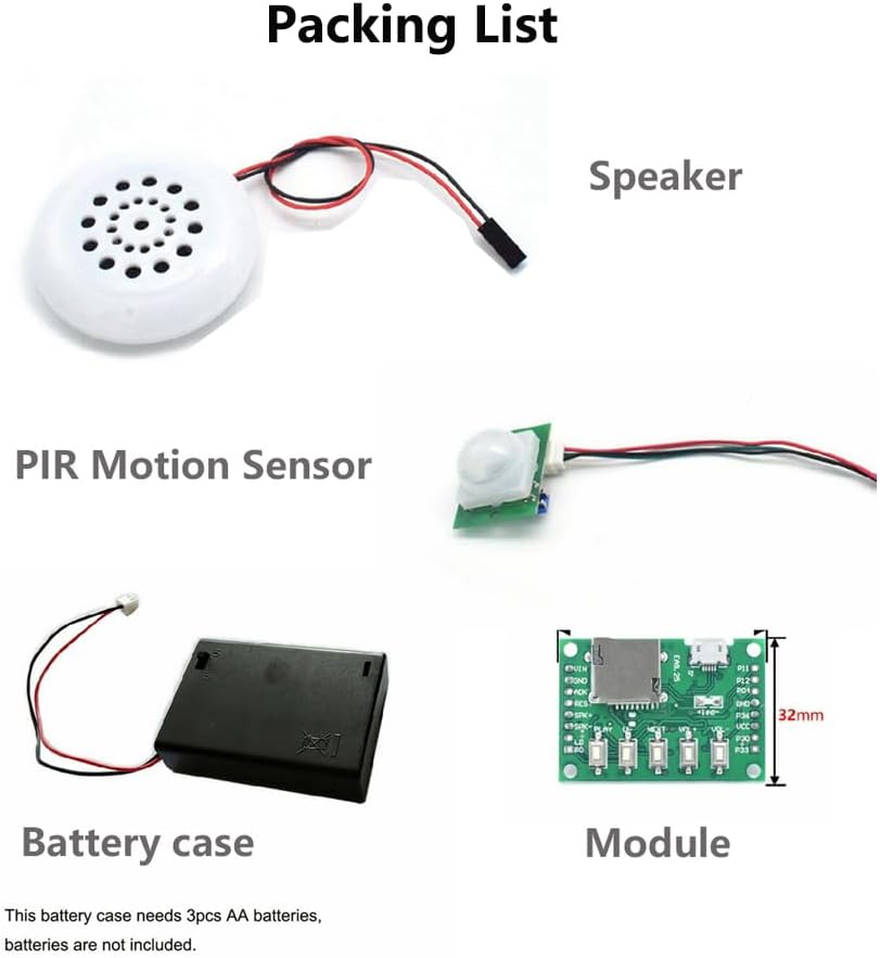 Stemedu MP3 Playback Kit Music Voice Recording Module DIY Welcomer Sound Recording Board with Speaker and PIR Infrared