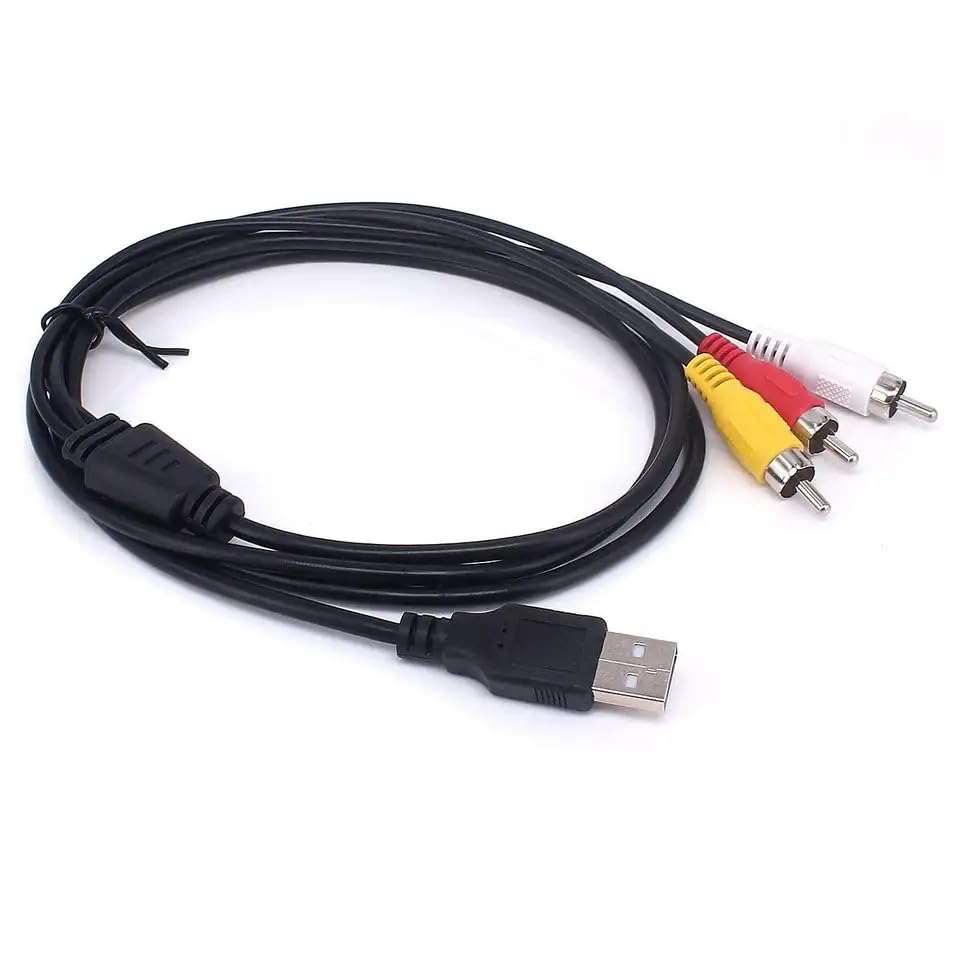 4.9ft, 2.0 3 Herfair USB to RCA Cable, USB A Male to RCA Male Phono AV Cable for DVDs, Digital Cameras, Camcorder