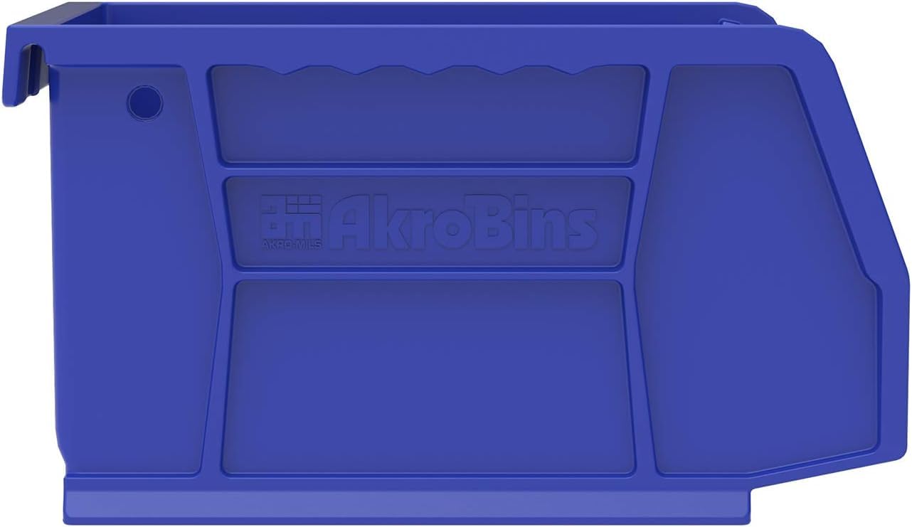 Akro-Mils 30210 AkroBins Plastic Storage Bins, Space-Saving Stackable Bins for Garage, Pantry, Craft Organization, 5" x 4" x 3", Blue, 24-Pack