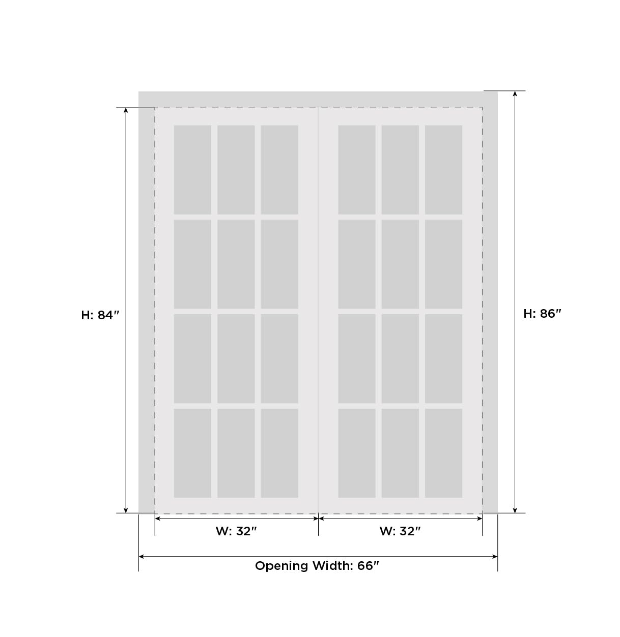 SARTODOORS Lucia 22 | Double Swing Interior French Doors with Glass, Solid Wood, Hardware Included, 64x84, White, Classic