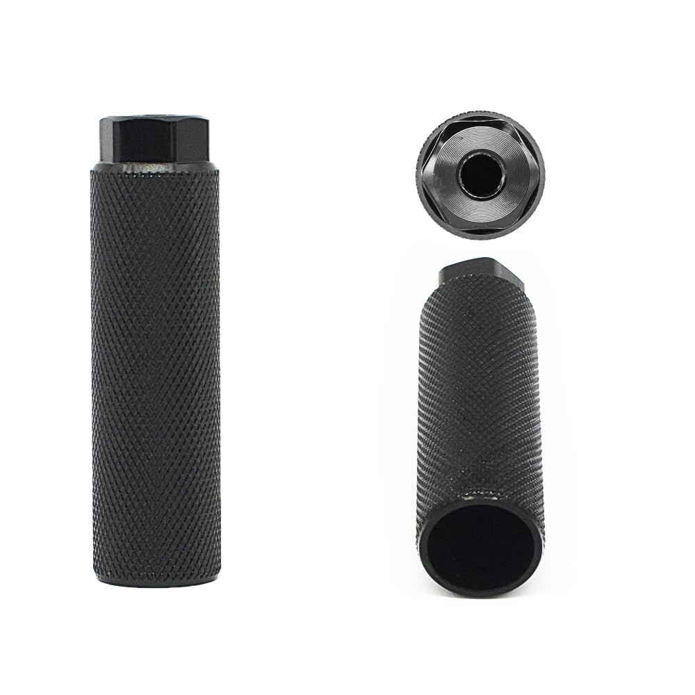 KINSPORY 4PC Bike Pegs for 3/8 inch Axles, Aluminum Alloy Anti-Skid BMX Bicycle Pegs for Mountain Bike Backseats Stands Cycling Rear Stunt Pegs - Black