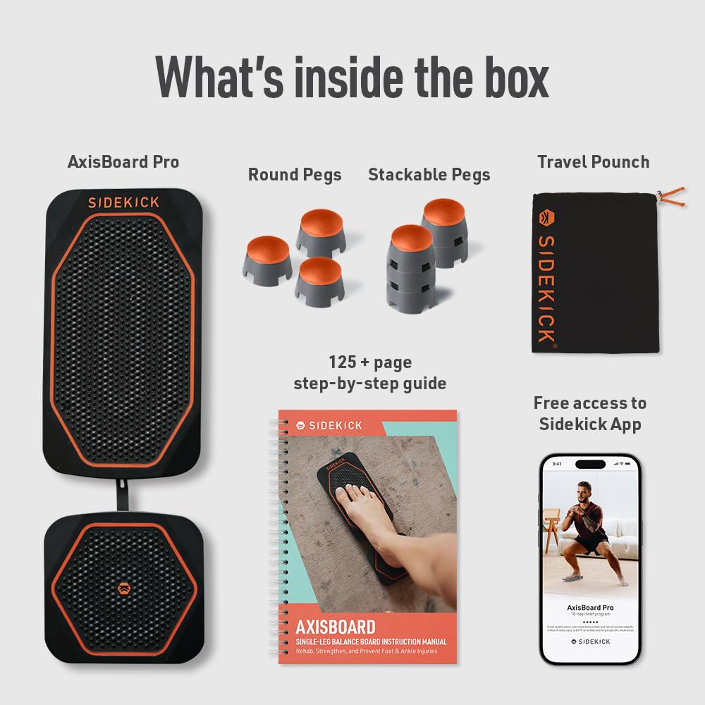 SIDEKICK AxisBoard Pro Balance Board for Foot & Ankle Rehab | Physical Therapy Training System for Ankle Sprains, Achilles Pain & Plantar Fasciitis | Includes PT Guide + Sidekick App