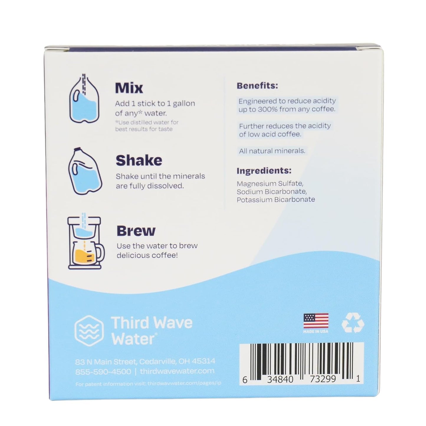 Third Wave Water Low Acid Coffee Profile - 12ct 1 Gallon Sticks for Making Any Coffee Beans, Grounds, or K Cups Low Acid