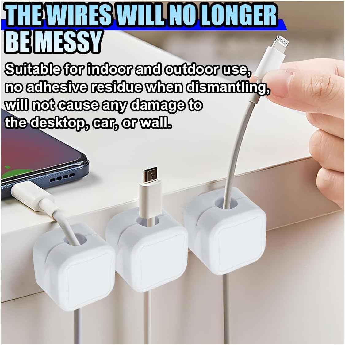 ZIMISI 8 Pack Cord Organizer Holder for Car, Magnetic Cord Organizer, Cable Management Clips, Adhesive Wire Organizer