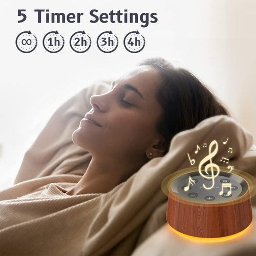 Brown Noise Sound Machine - 30 Soothing Sounds & 12 Color Night Light | 36 Volume Levels & 5 Timers