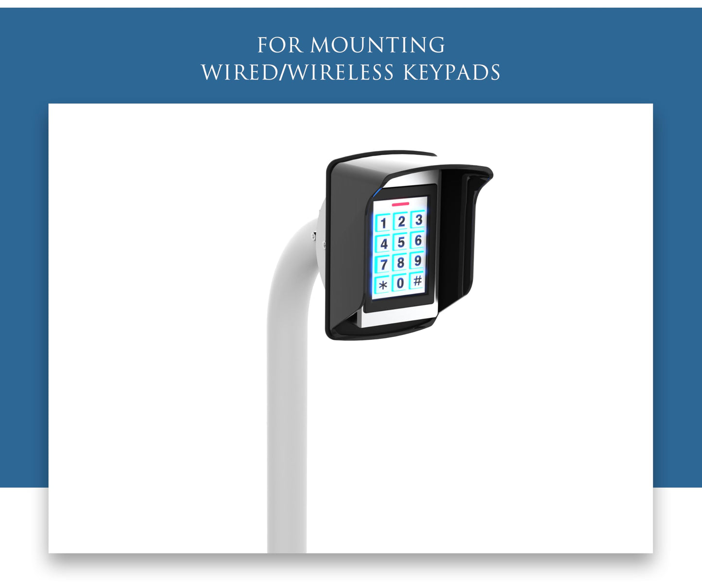 Blütezeit Universal Gooseneck Pedestal Post 30''–54'', Wired Wireless Keypad Stand Compatible with Mighty Mule Ghost Controls, Heavy-Duty Aluminum Mount for Gate Openers Access (White)