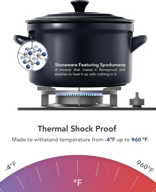 LE TAUCI 3 Quart Ceramic Dutch Oven - Lightweight & Non-Toxic | Oven, Microwave & Dishwasher Safe, Midnight Blue