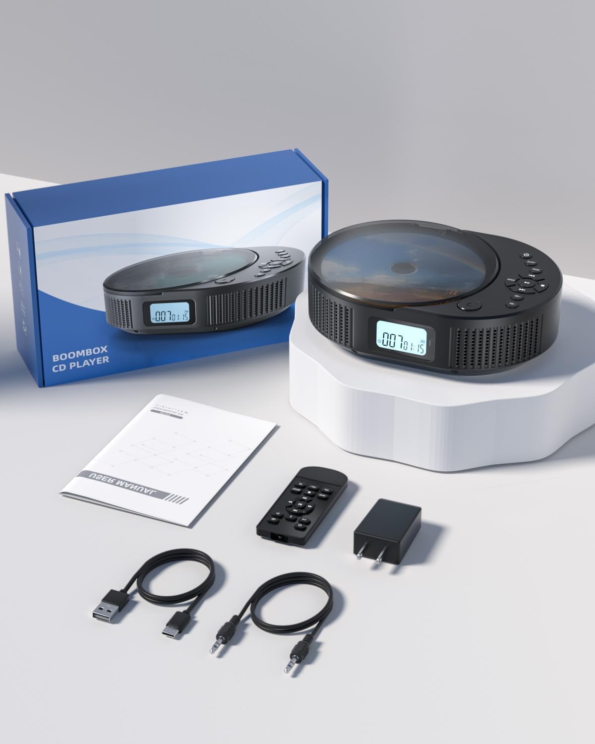 FELEMAN Portable CD Player, Bluetooth CD Player with Speakers, CD Players for Home, Boombox CD Player for Car, Supports