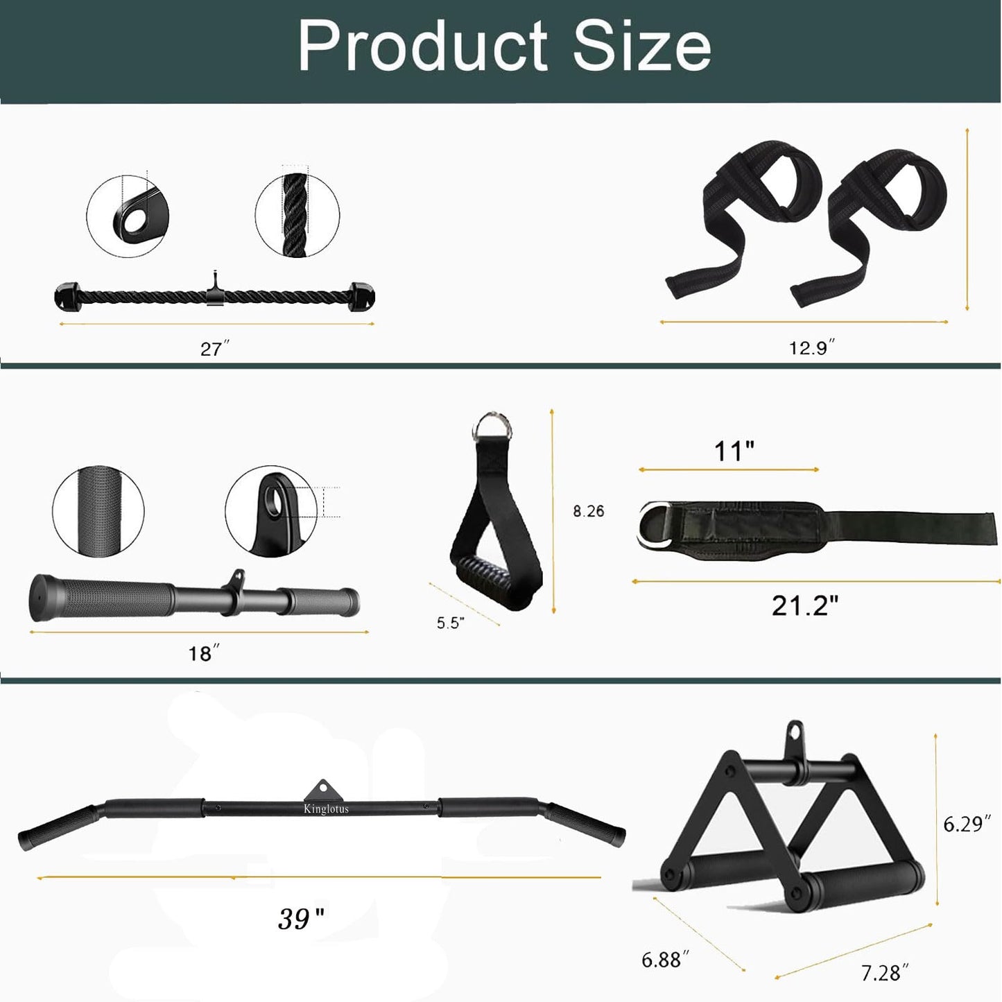 Kinglotus Cable Machine for Home Gym,Triceps Press Down Cable Machine attachments,LAT Pull Down attachments,Triceps Pull Down attachments,Fitness Equipment Cable Accessories