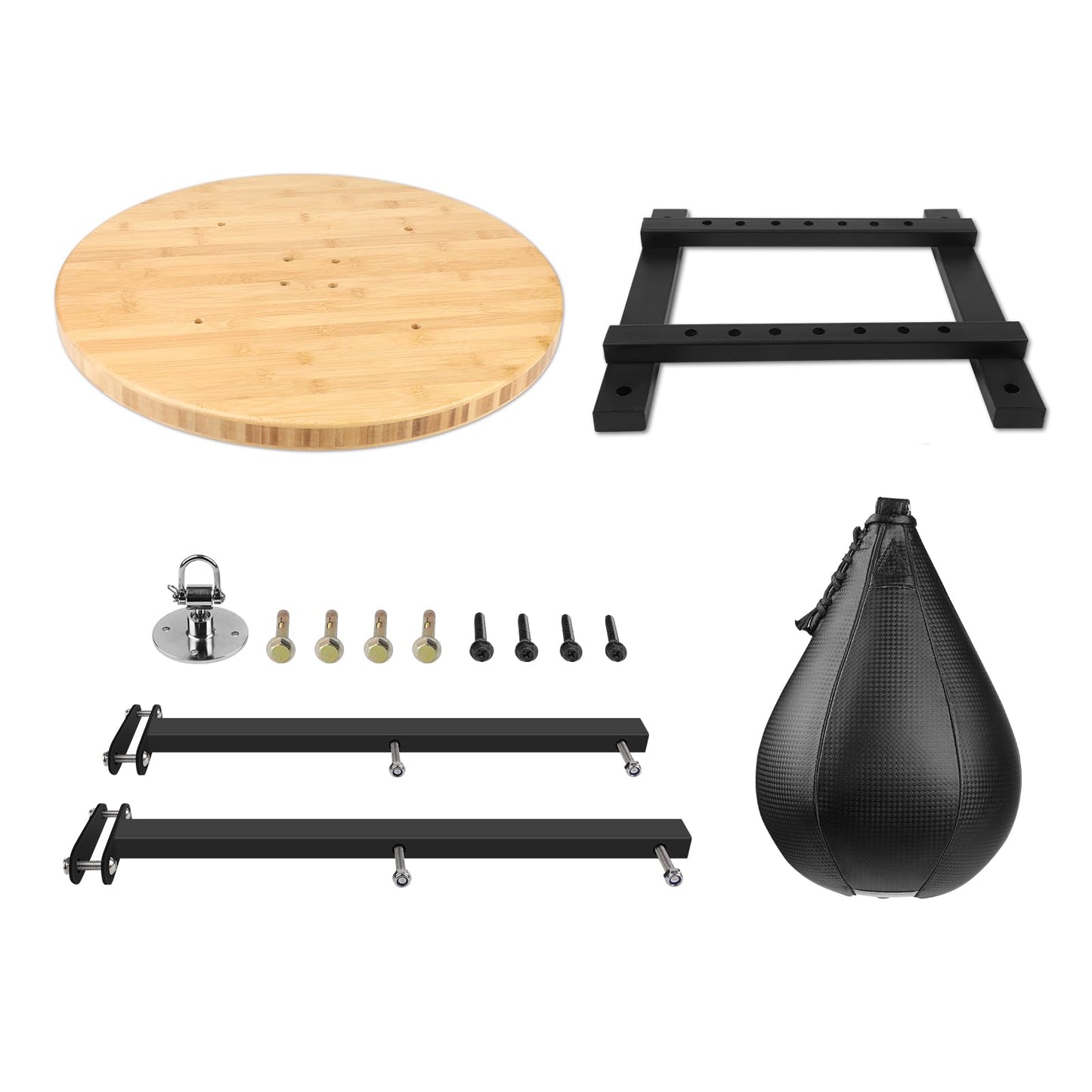 WYGVNR Adjustable Speed Bag Platform Kit with Speed Punching Bag & Professional Speed Bag Swivel for Boxing Training, Exercise, Fitness (Bamboo Wood)